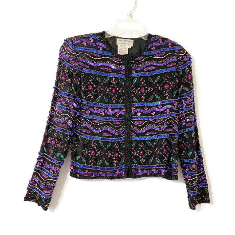 Vintage Papell Boutique 100% Silk Evening Jacket